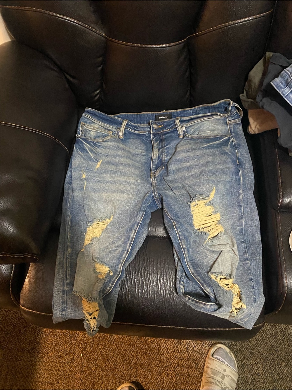 Fashion Nova Distressed Light Blue Skinny Men’s Jeans